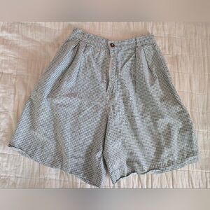 Vtg 90s Memphis Pleated Purple And Blue Plaid High-Waisted Shorts Size 9